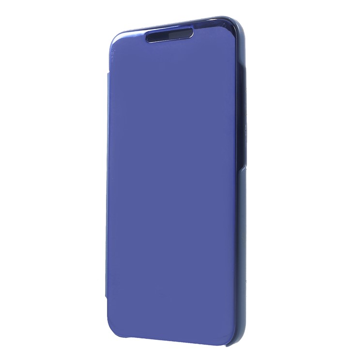 Plated Mirror Surface Leather Mobile Shell with Stand View Window for Xiaomi Pocophone F1 / Poco F1 (India) - Blue-3