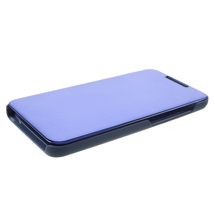 Plated Mirror Surface Leather Mobile Shell with Stand View Window for Xiaomi Pocophone F1 / Poco F1 (India) - Blue-4