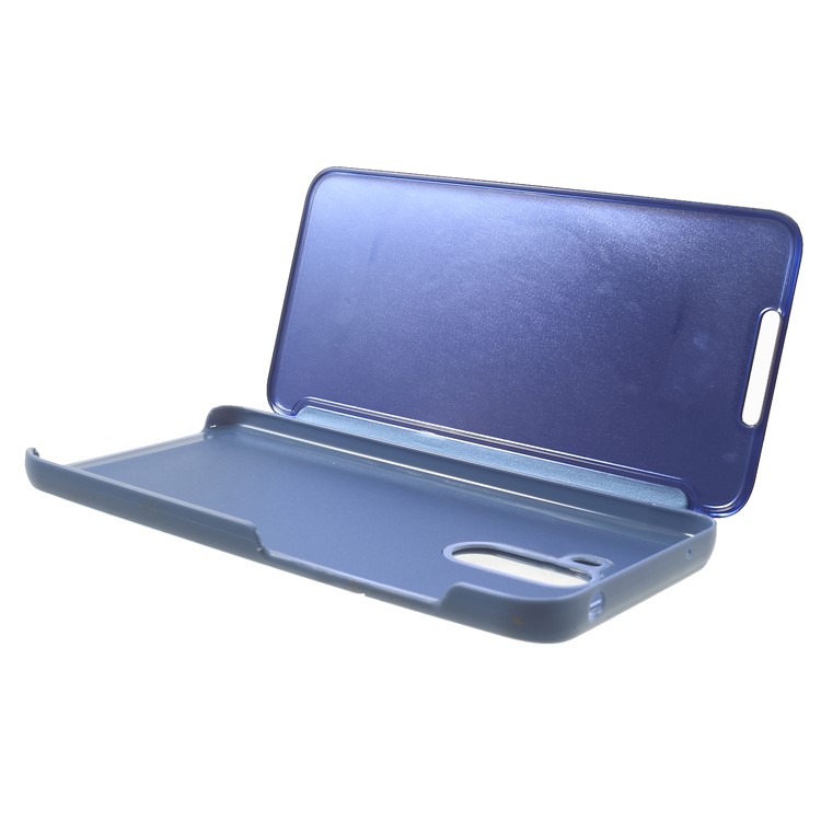 Plated Mirror Surface Leather Mobile Shell with Stand View Window for Xiaomi Pocophone F1 / Poco F1 (India) - Blue-6