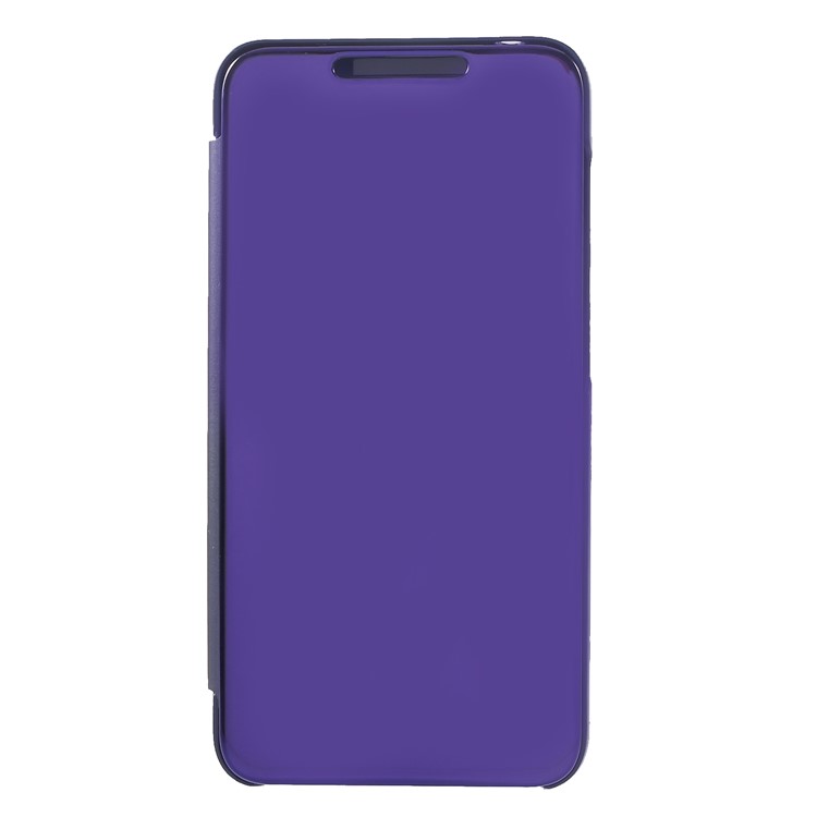 Plated Mirror Surface View Window Leather Protective Case for Xiaomi Pocophone F1 / Poco F1 (India) - Dark Purple-1