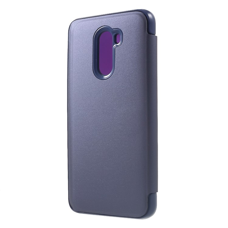 Plated Mirror Surface View Window Leather Protective Case for Xiaomi Pocophone F1 / Poco F1 (India) - Dark Purple-2