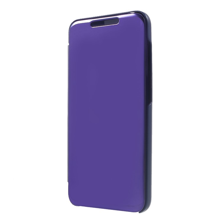 Plated Mirror Surface View Window Leather Protective Case for Xiaomi Pocophone F1 / Poco F1 (India) - Dark Purple-3