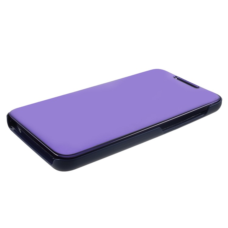 Plated Mirror Surface View Window Leather Protective Case for Xiaomi Pocophone F1 / Poco F1 (India) - Dark Purple-4
