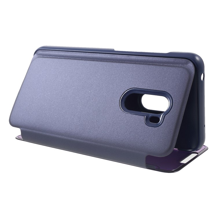Plated Mirror Surface View Window Leather Protective Case for Xiaomi Pocophone F1 / Poco F1 (India) - Dark Purple-5