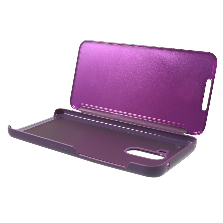 Plated Mirror Surface View Window Leather Cover Protector for Xiaomi Pocophone F1 / Poco F1 (India) - Light Purple-6