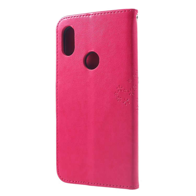 Imprint Tree Owl Magnetic Wallet PU Leather Cover with Stand for Xiaomi Redmi Note 6 - Rose-2