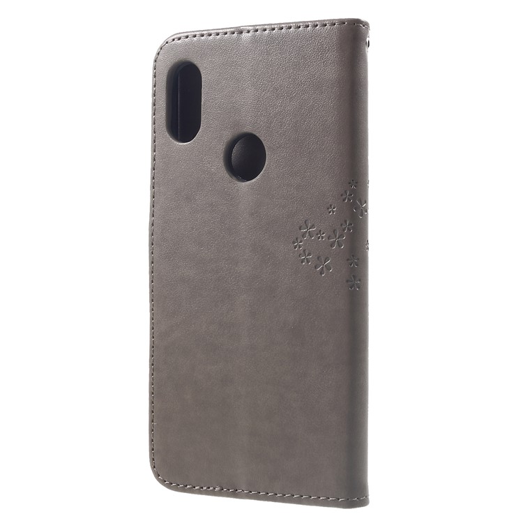 Imprint Tree Owl Magnetic Wallet PU Leather Shell with Stand for Xiaomi Redmi Note 6 Pro - Grey-2