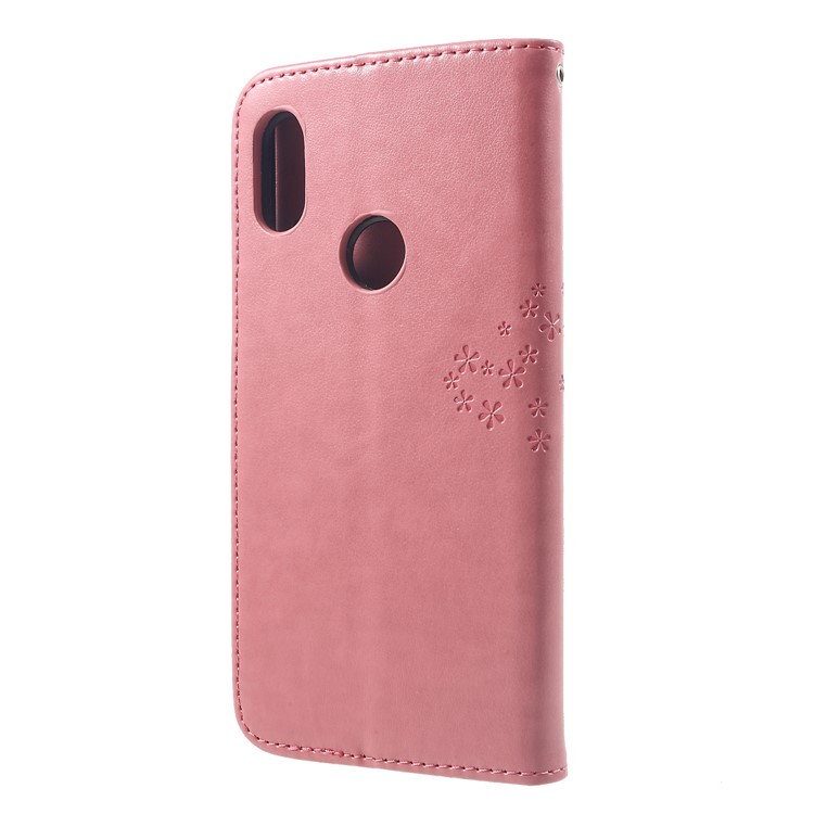 Imprint Tree Owl Magnetic Wallet PU Leather Casing with Stand for Xiaomi Redmi Note 6 Pro - Rose Gold-2