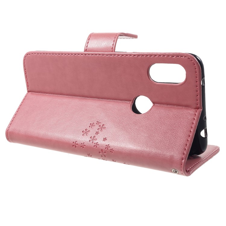 Imprint Tree Owl Magnetic Wallet PU Leather Casing with Stand for Xiaomi Redmi Note 6 Pro - Rose Gold-4