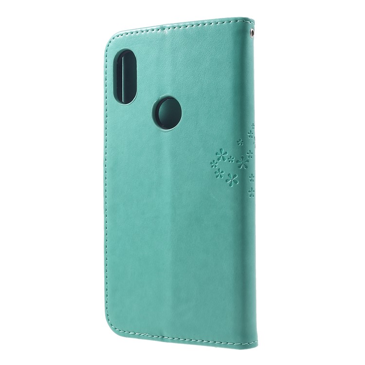 Imprint Tree Owl Magnetic Wallet PU Leather Cell Phone Cover with Stand for Xiaomi Redmi Note 6 Pro - Cyan-2