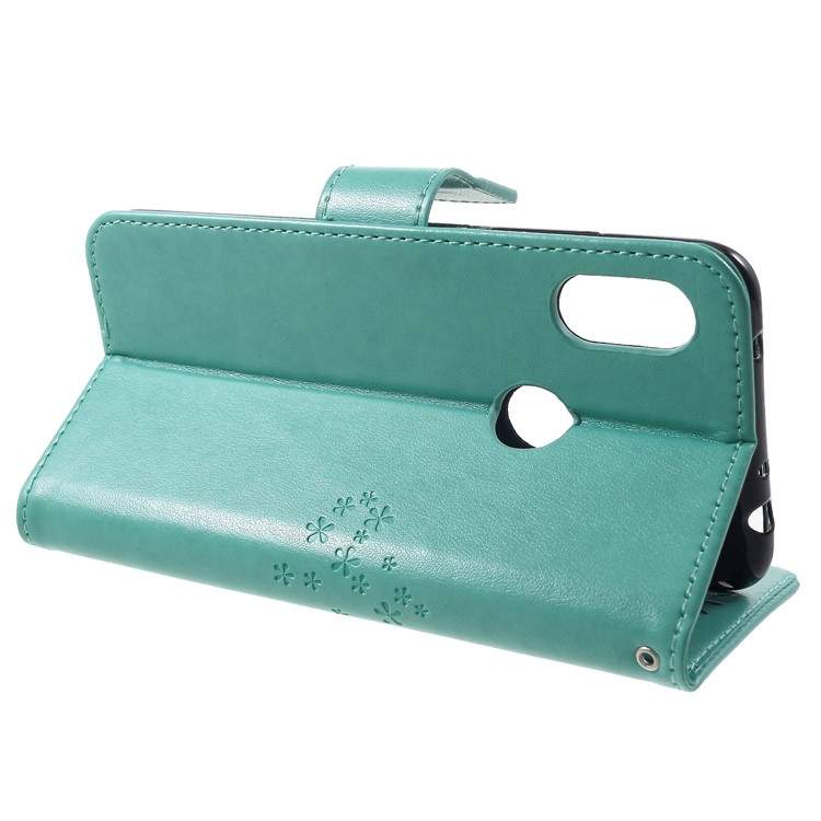 Imprint Tree Owl Magnetic Wallet PU Leather Cell Phone Cover with Stand for Xiaomi Redmi Note 6 Pro - Cyan-4