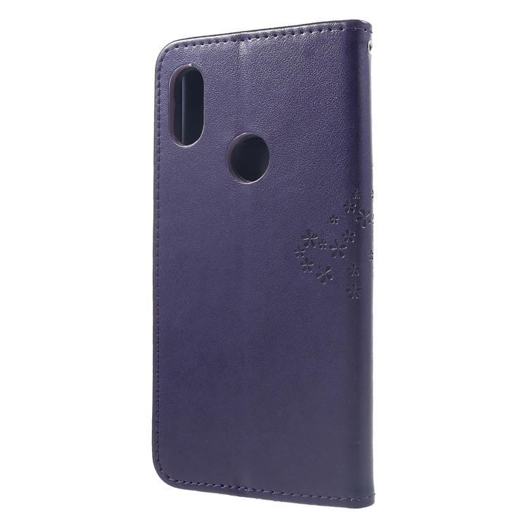 Imprint Tree Owl Magnetic Wallet PU Leather Protective Shell with Stand for Xiaomi Redmi Note 6 Pro - Dark Purple-2