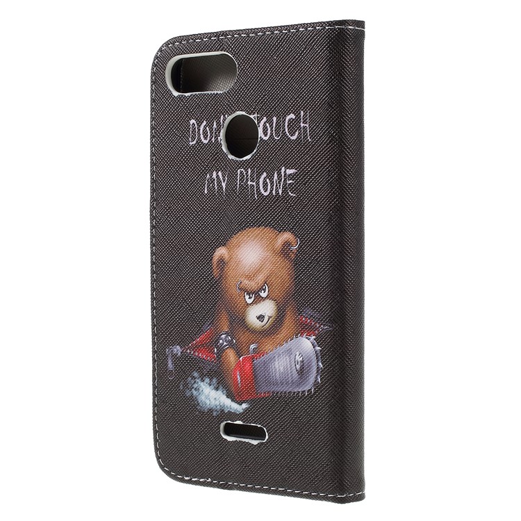 Cross Texture Patterned Wallet Leather Case for Xiaomi Redmi 6 - Angry Bear-2