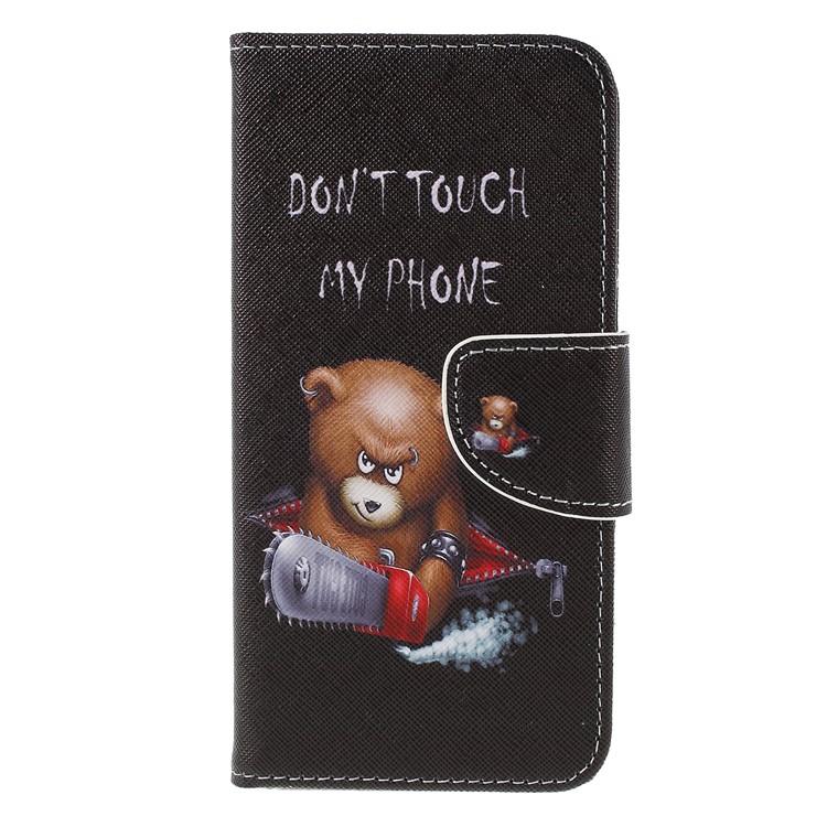 Cross Texture Patterned Wallet Leather Case for Xiaomi Redmi 6 - Angry Bear-3