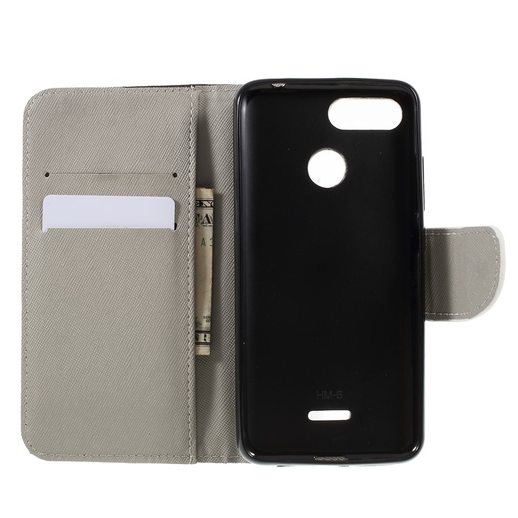Cross Texture Patterned Wallet Leather Case for Xiaomi Redmi 6 - Angry Bear-6