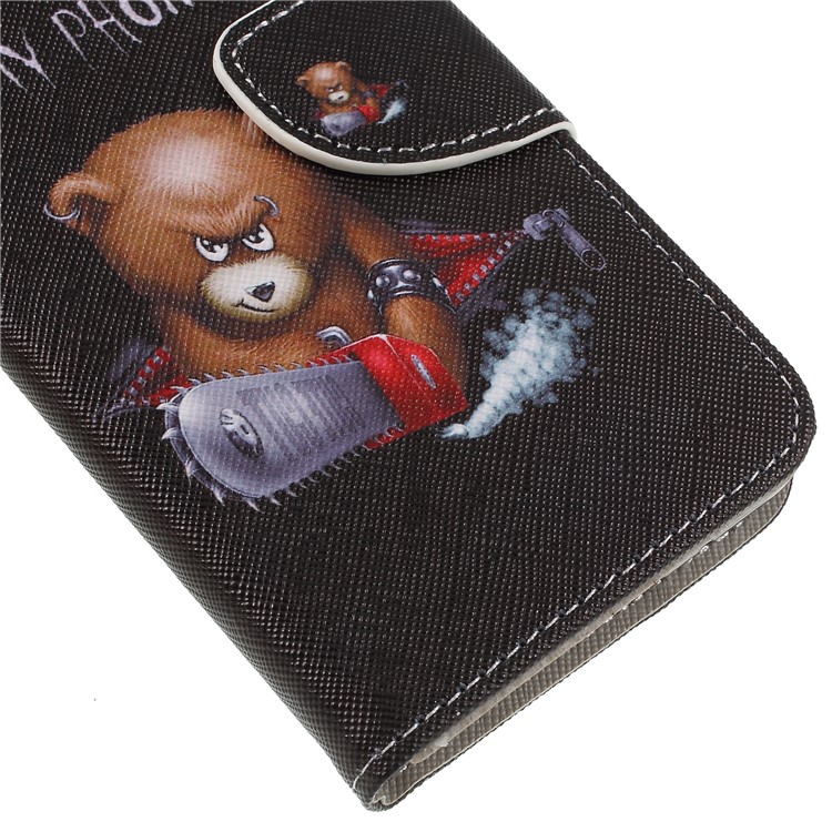 Cross Texture Patterned Wallet Leather Case for Xiaomi Redmi 6 - Angry Bear-7