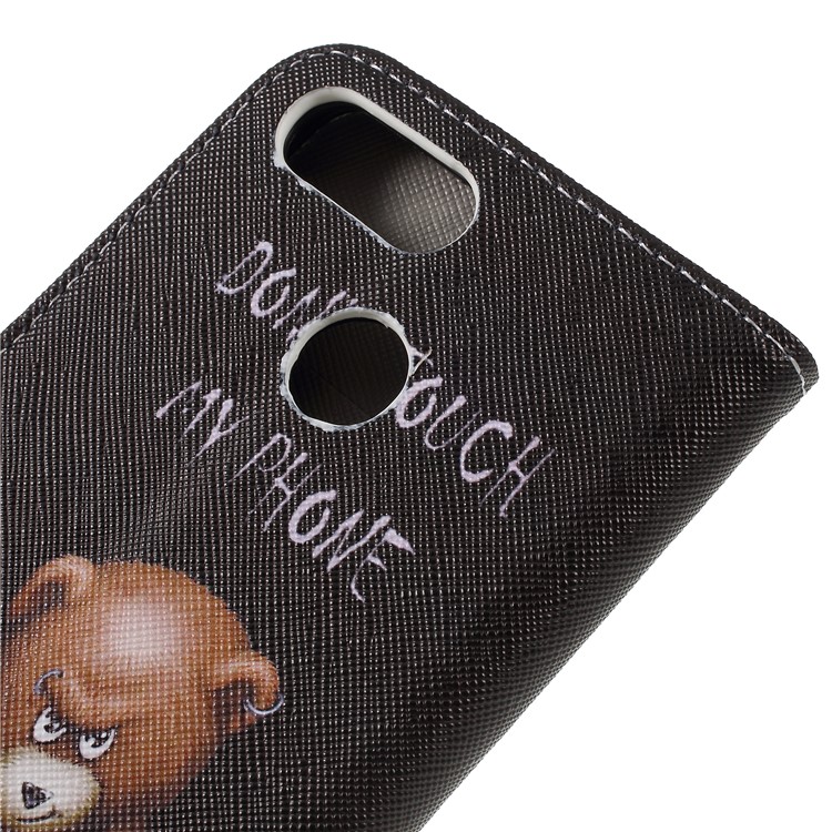 Cross Texture Patterned Wallet Leather Case for Xiaomi Redmi 6 - Angry Bear-8