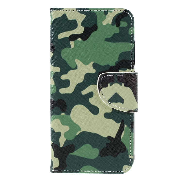 Cross Texture Patterned Wallet Leather Casing for Xiaomi Redmi 6 - Camouflage Pattern-1