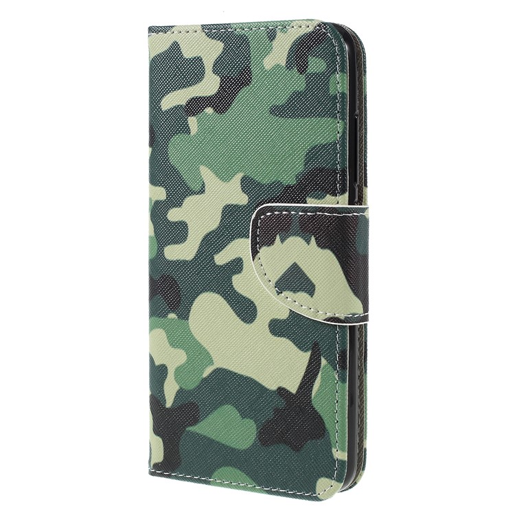 Cross Texture Patterned Wallet Leather Casing for Xiaomi Redmi 6 - Camouflage Pattern-2