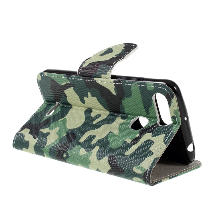 Cross Texture Patterned Wallet Leather Casing for Xiaomi Redmi 6 - Camouflage Pattern-5