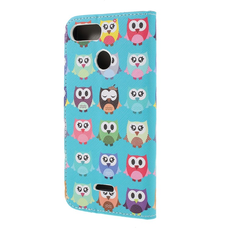 Cross Texture Patterned Wallet Leather Protective Case for Xiaomi Redmi 6 - Multiple Owls-3