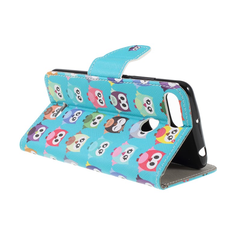 Cross Texture Patterned Wallet Leather Protective Case for Xiaomi Redmi 6 - Multiple Owls-5
