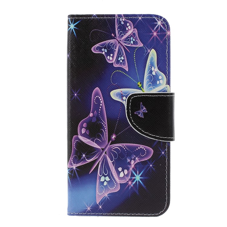 Cross Texture Patterned Wallet Leather Protective Shell for Xiaomi Redmi 6 - Butterflies Pattern-1
