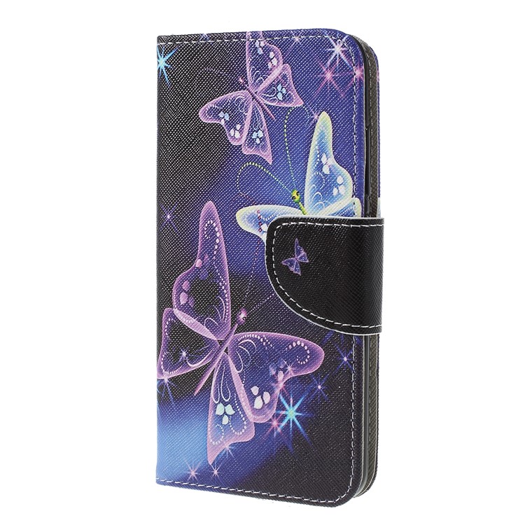 Cross Texture Patterned Wallet Leather Protective Shell for Xiaomi Redmi 6 - Butterflies Pattern-2