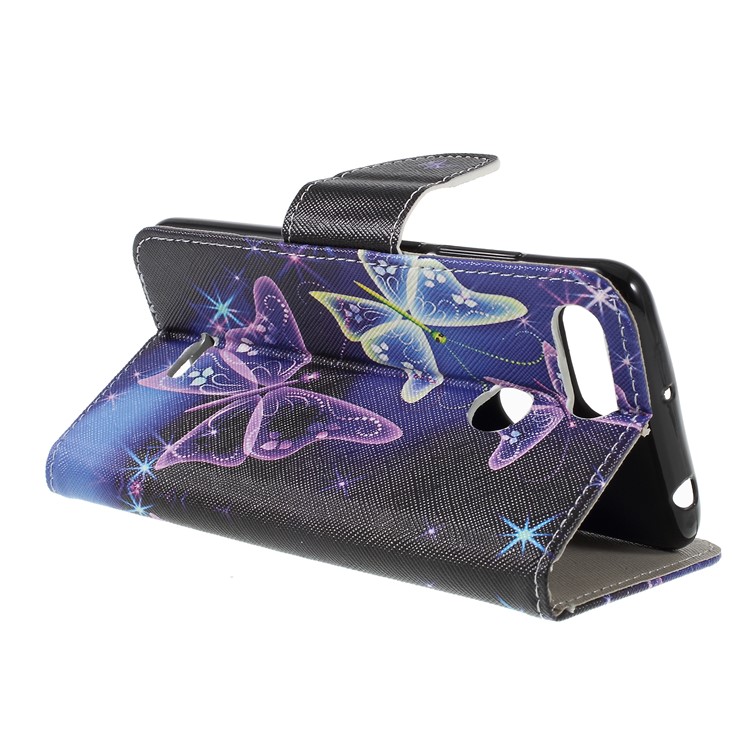 Cross Texture Patterned Wallet Leather Protective Shell for Xiaomi Redmi 6 - Butterflies Pattern-5
