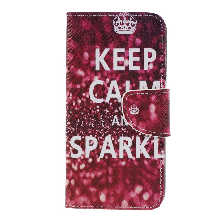Cross Texture Patterned Wallet Magnetic Leather Case for Xiaomi Redmi 6 - Keep Calm and Sparkle-1