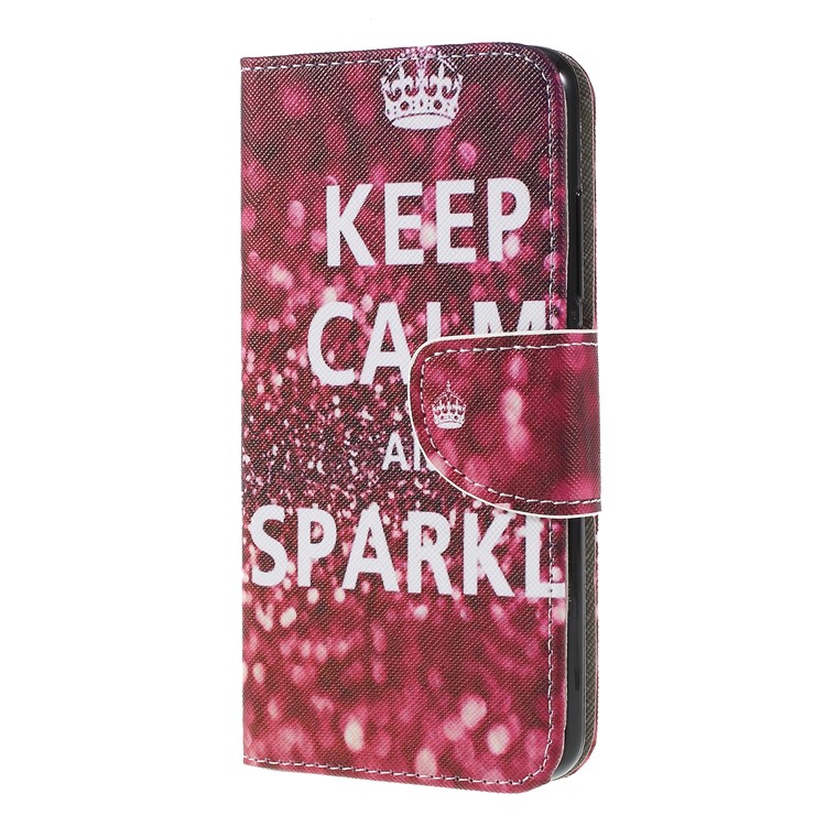 Cross Texture Patterned Wallet Magnetic Leather Case for Xiaomi Redmi 6 - Keep Calm and Sparkle-2
