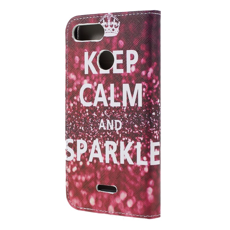 Cross Texture Patterned Wallet Magnetic Leather Case for Xiaomi Redmi 6 - Keep Calm and Sparkle-3