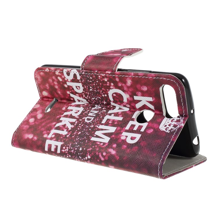 Cross Texture Patterned Wallet Magnetic Leather Case for Xiaomi Redmi 6 - Keep Calm and Sparkle-5