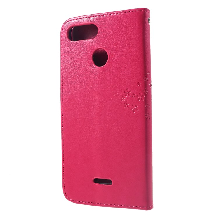 Imprint Tree Owl Wallet Stand Leather Phone Case for Xiaomi Redmi 6 (Dual Camera: 12MP+5MP) - Rose-2