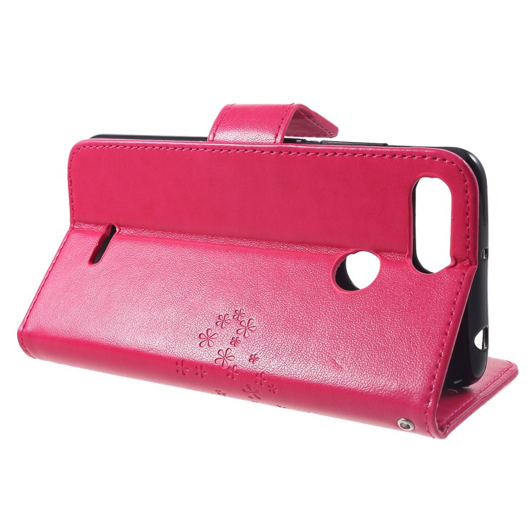 Imprint Tree Owl Wallet Stand Leather Phone Case for Xiaomi Redmi 6 (Dual Camera: 12MP+5MP) - Rose-4