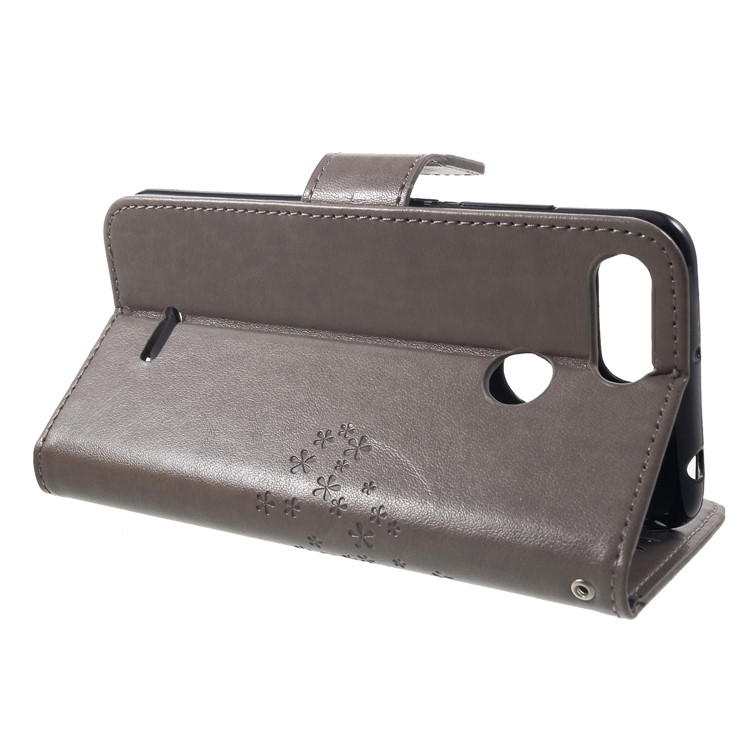 Imprint Tree Owl Wallet Leather Phone Shell with Strap for Xiaomi Redmi 6 (Dual Camera: 12MP+5MP) - Grey-4