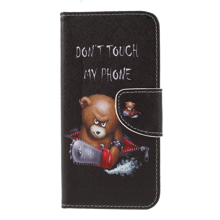 Cross Texture Patterned Wallet Leather Cover for Xiaomi Mi A2 Lite / Redmi 6 Pro - Angry Bear-1