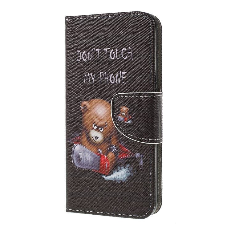 Cross Texture Patterned Wallet Leather Cover for Xiaomi Mi A2 Lite / Redmi 6 Pro - Angry Bear-2