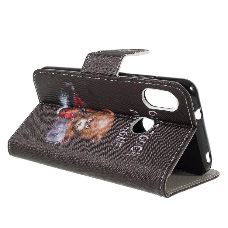 Cross Texture Patterned Wallet Leather Cover for Xiaomi Mi A2 Lite / Redmi 6 Pro - Angry Bear-5