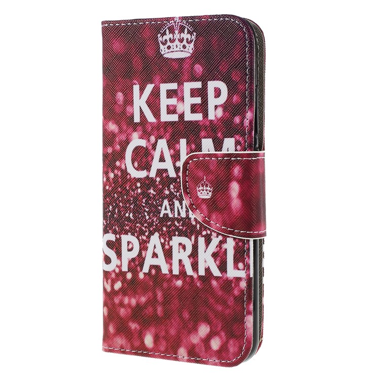 Cross Texture Patterned Wallet Leather Cell Phone Case for Xiaomi Mi A2 Lite / Redmi 6 Pro - Keep Calm and Sparkle-2