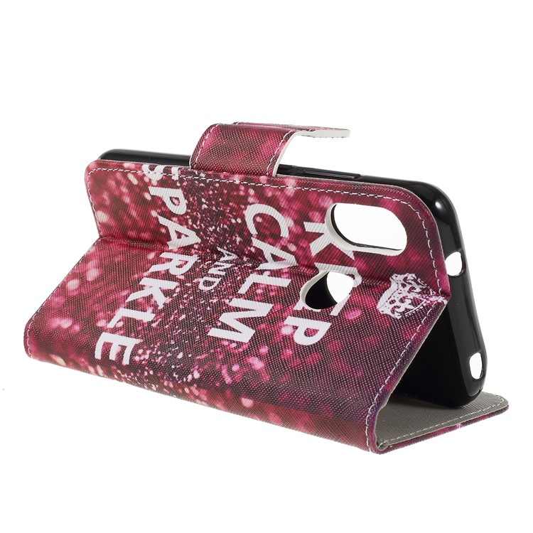 Cross Texture Patterned Wallet Leather Cell Phone Case for Xiaomi Mi A2 Lite / Redmi 6 Pro - Keep Calm and Sparkle-5