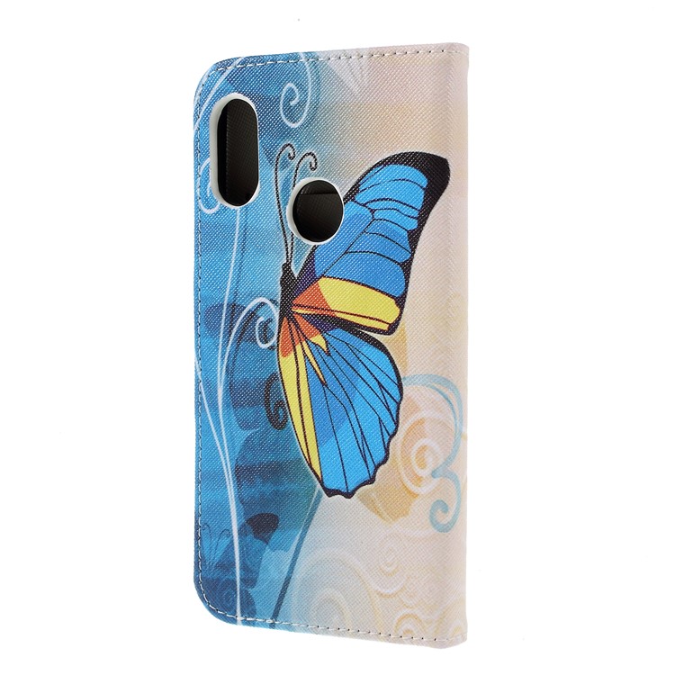 Cross Texture Patterned Wallet Leather Flip Case for Xiaomi Mi A2 Lite / Redmi 6 Pro - Blue Butterfly-3