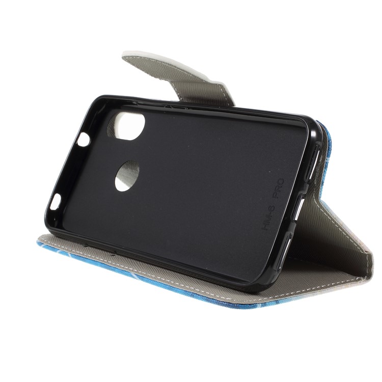 Cross Texture Patterned Wallet Leather Flip Case for Xiaomi Mi A2 Lite / Redmi 6 Pro - Blue Butterfly-4