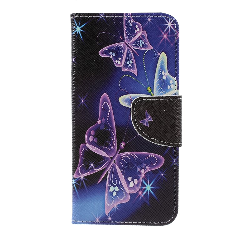 Cross Texture Patterned Wallet Magnetic Leather Case for Xiaomi Mi A2 Lite / Redmi 6 Pro - Butterflies Pattern-1