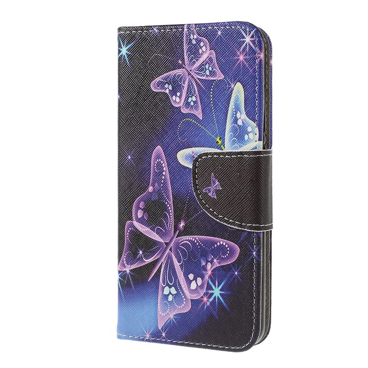 Cross Texture Patterned Wallet Magnetic Leather Case for Xiaomi Mi A2 Lite / Redmi 6 Pro - Butterflies Pattern-2