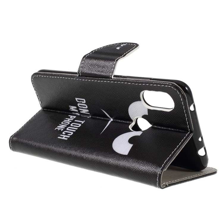 Estampados Textura Cruz Carteira Stand PU Invólucro De Telefone De Couro Para Xiaomi Redmi Note 6 - Não Toque No Meu Telefone-5