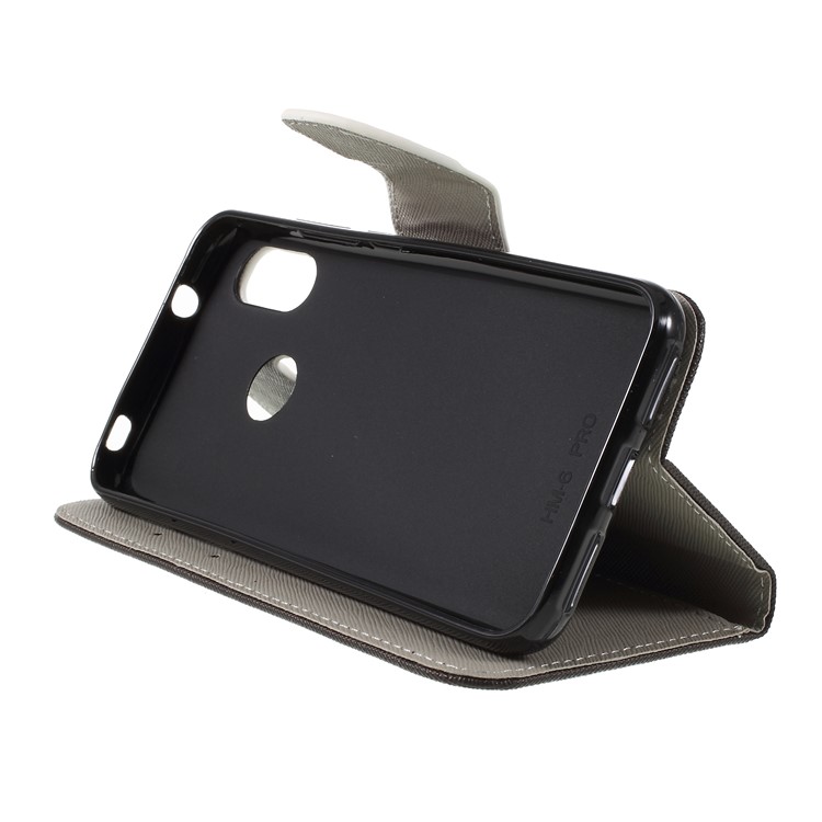 Patterned Cross Texture Wallet Stand PU Leather Phone Case for Xiaomi Redmi Note 6 Pro- Angry Bear-4
