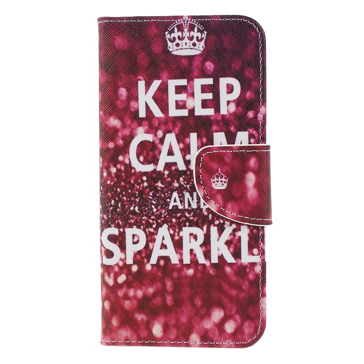 Patterned Cross Texture Wallet Stand PU Leather Mobile Phone Cover for Xiaomi Redmi Note 6 Pro- Keep Calm and Sparkle-1