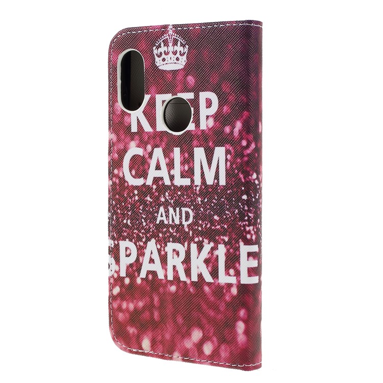Patterned Cross Texture Wallet Stand PU Leather Mobile Phone Cover for Xiaomi Redmi Note 6 Pro- Keep Calm and Sparkle-3