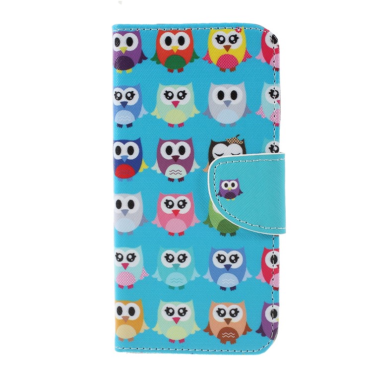 Patterned Cross Texture Wallet Stand PU Leather Mobile Phone Casing for Xiaomi Redmi Note 6 Pro- Multiple Owls-1